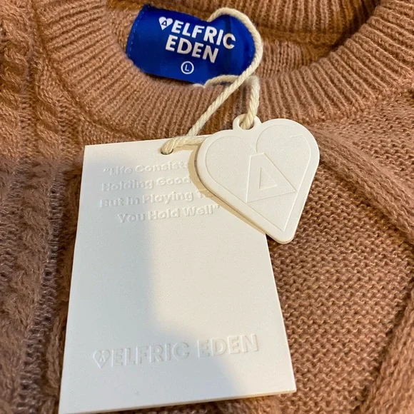 NWT Aelfric Eden Cable Knit Crewneck Sweater - Pink Mauve - Picture 7 of 9